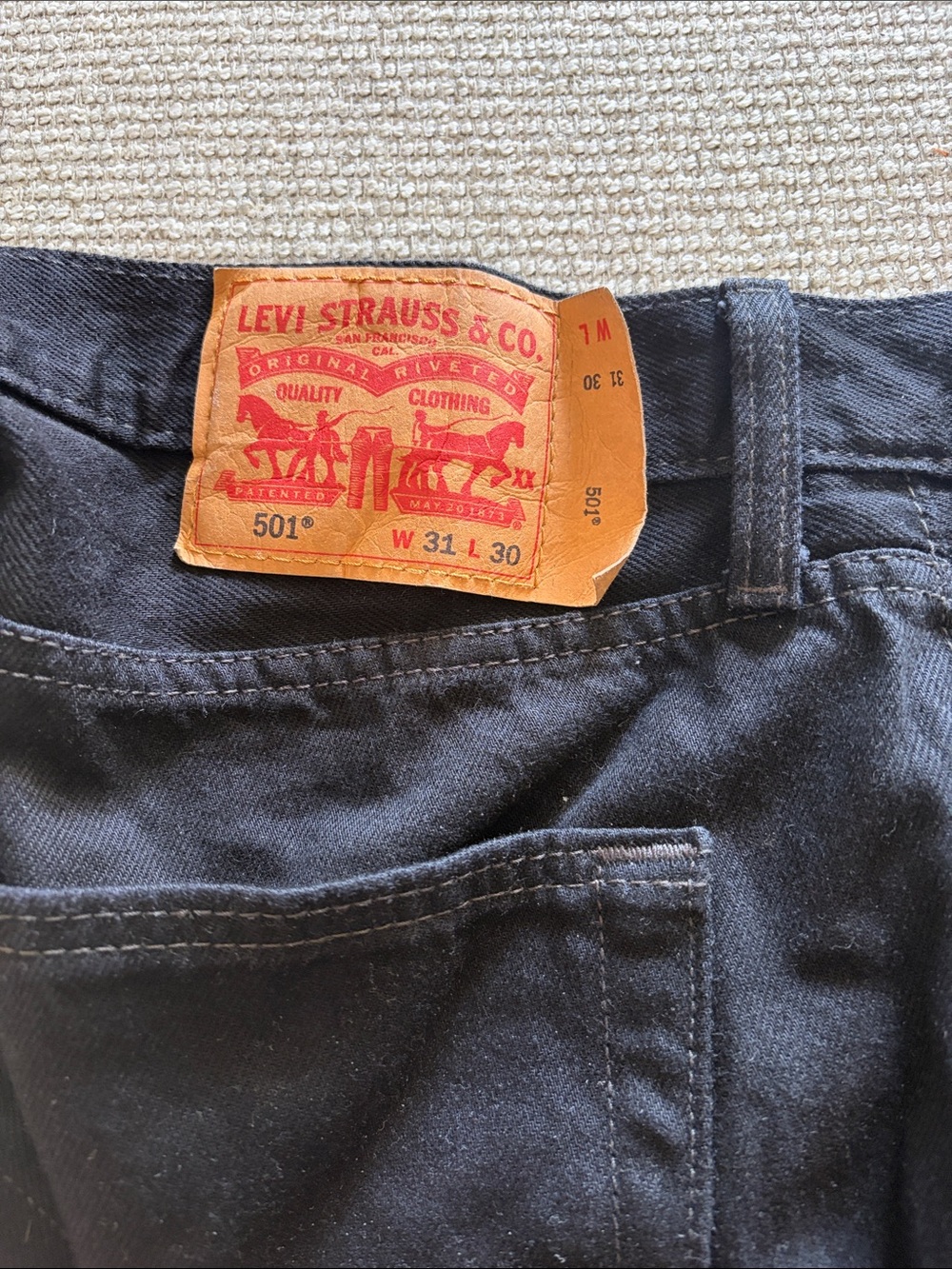 Levi's Black 501 Jeans with Tan Label